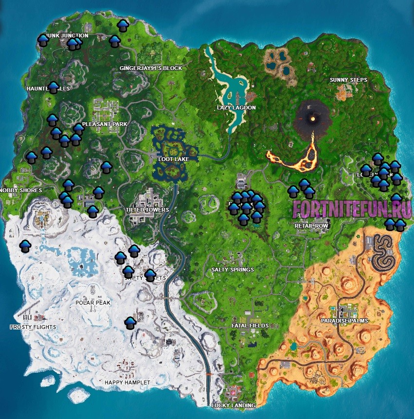 карта грибов