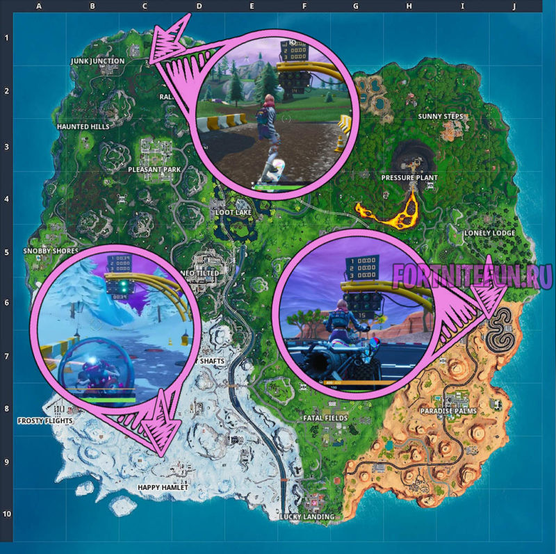 карта гоночных трасс Фортнайт