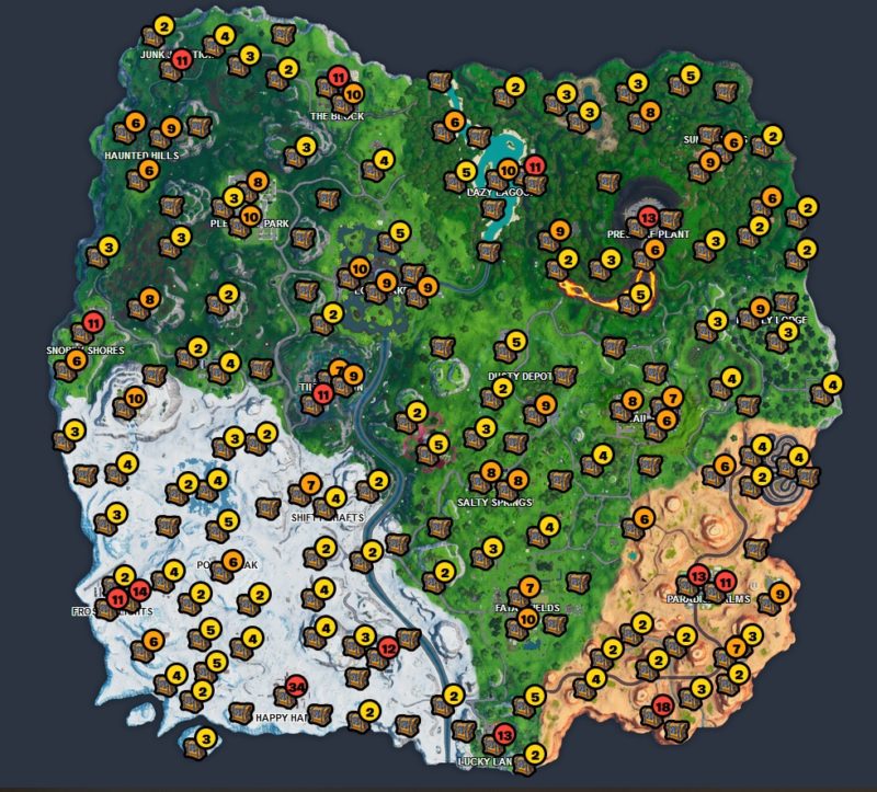 карта сундуков фортнайт