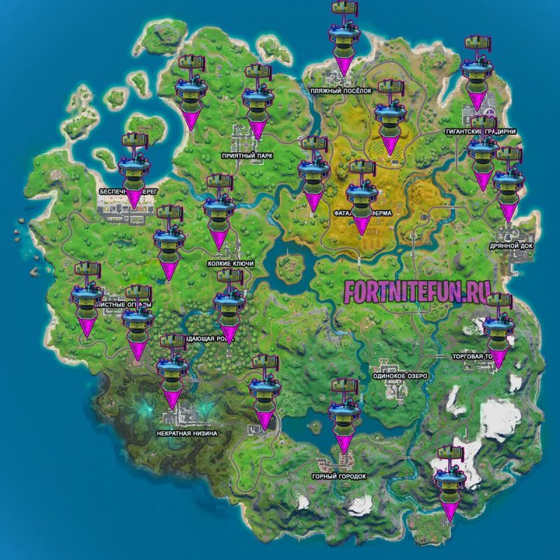 Карта верстаков фортнайт