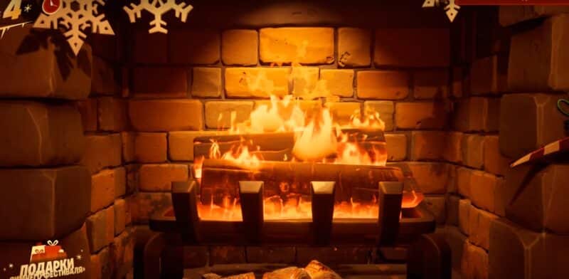 Камин в домике Зимнего фестиваля