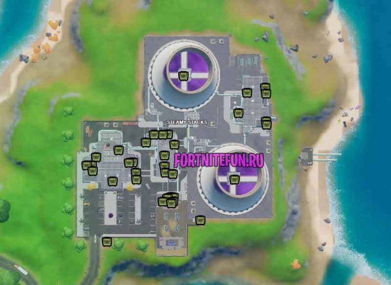 Карта ящиков с патронами Гигансткие градирни