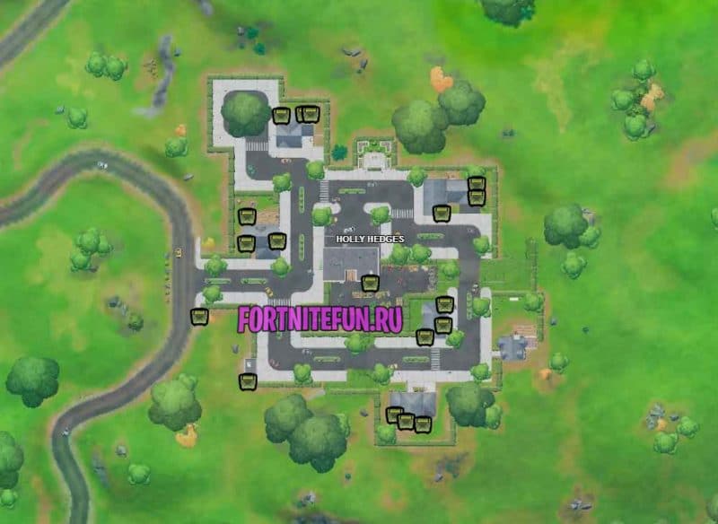 Карта ящиков с патронами Остролистные ограды