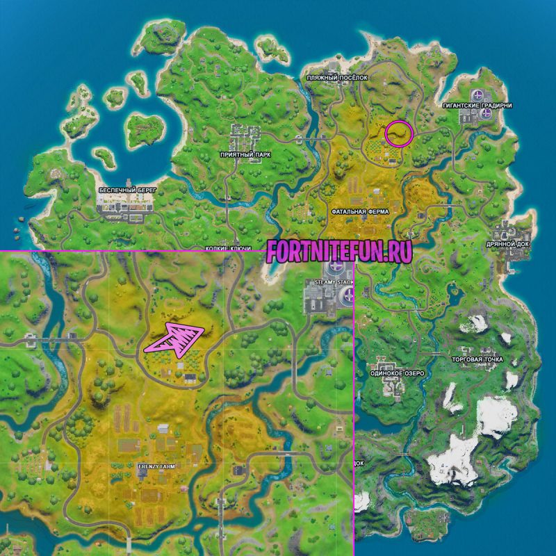 Найдите гнома, спрятавшегося между гоночной трассой, капустной грядкой и знаком фермы