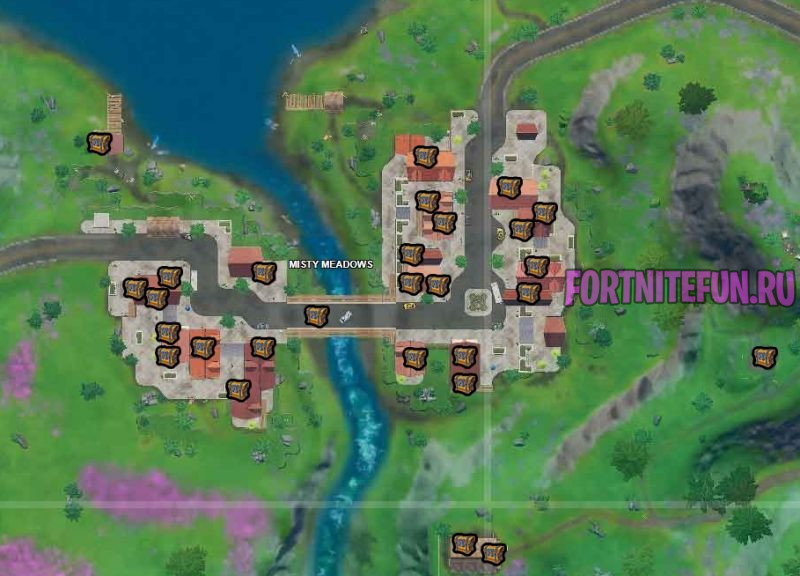 Карта сундуков Горный городок фортнайт