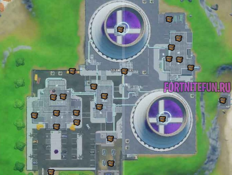 Карта сундуков гигантские градирни фортнайт