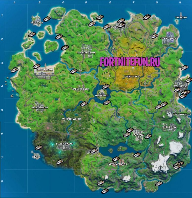 карта катеров фортнайт