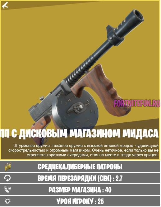 пп с дисковым магазином мидаса фортнайт