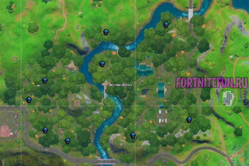 грибы в рыдающей роще фортнайт