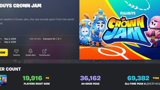 fall guys crown jam — slabyj start 520x293 - Fall Guys: Crown Jam — слабый старт: пик онлайна всего 69,382 игроков